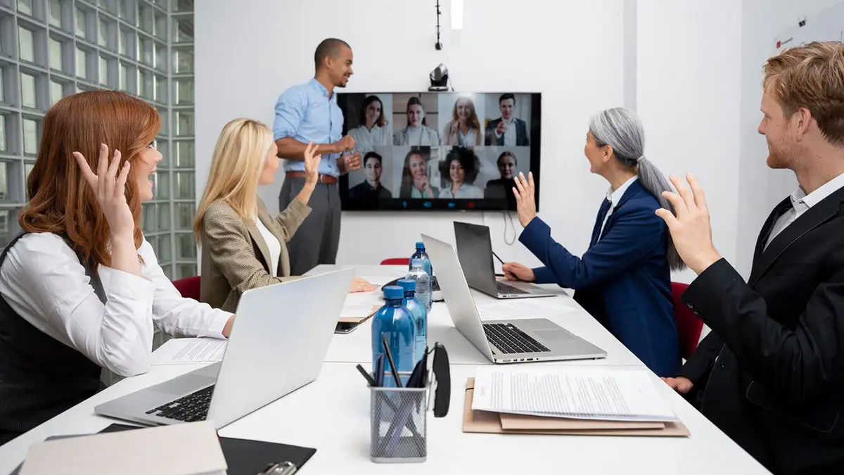 Virtual office space setup with modern digital tools